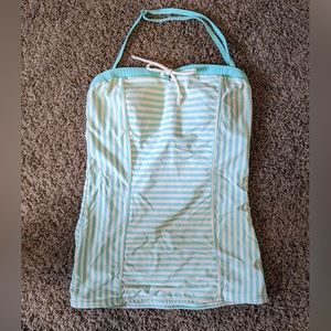 Halter Swimsuit Striped with Removable Straps DownEast